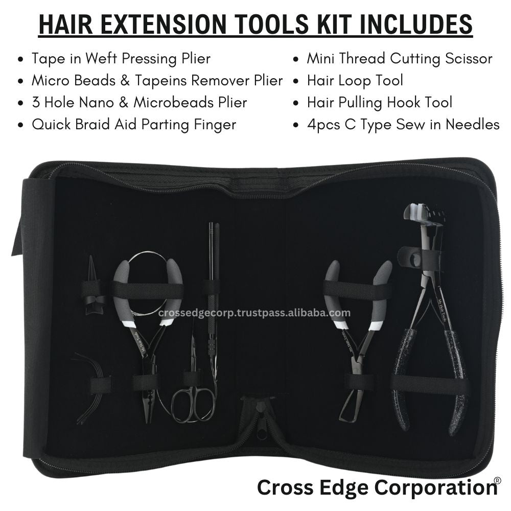 All in one Hair extension tools Plier's kit | Tape in Plier | 3 Hole Micro Beads & Nano Rings Plier