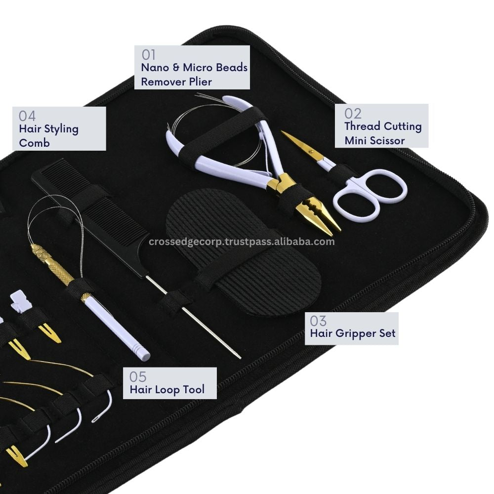 Hair extension tools including | 3 Hole Micro Beads & Nano Rings Plier | 24pcs Hair Styling clips