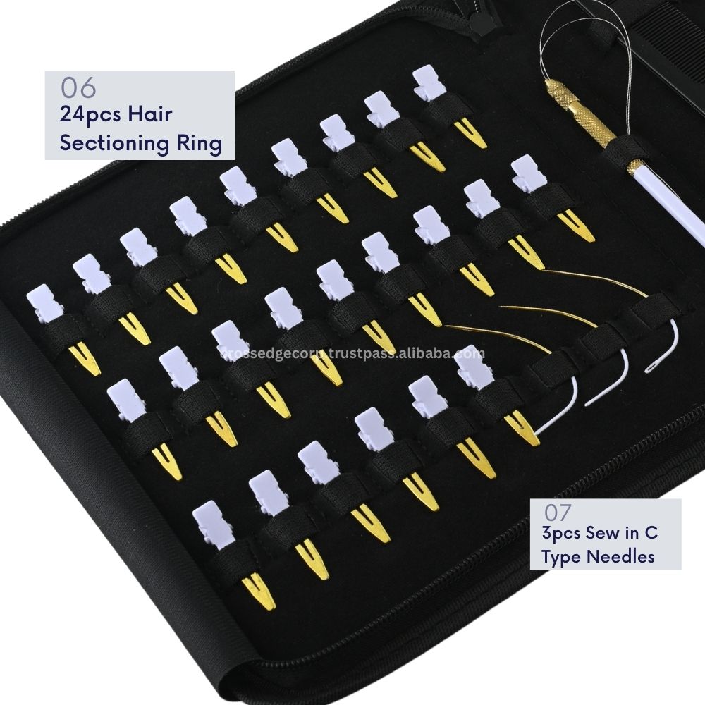 Hair extension tools including | 3 Hole Micro Beads & Nano Rings Plier | 24pcs Hair Styling clips