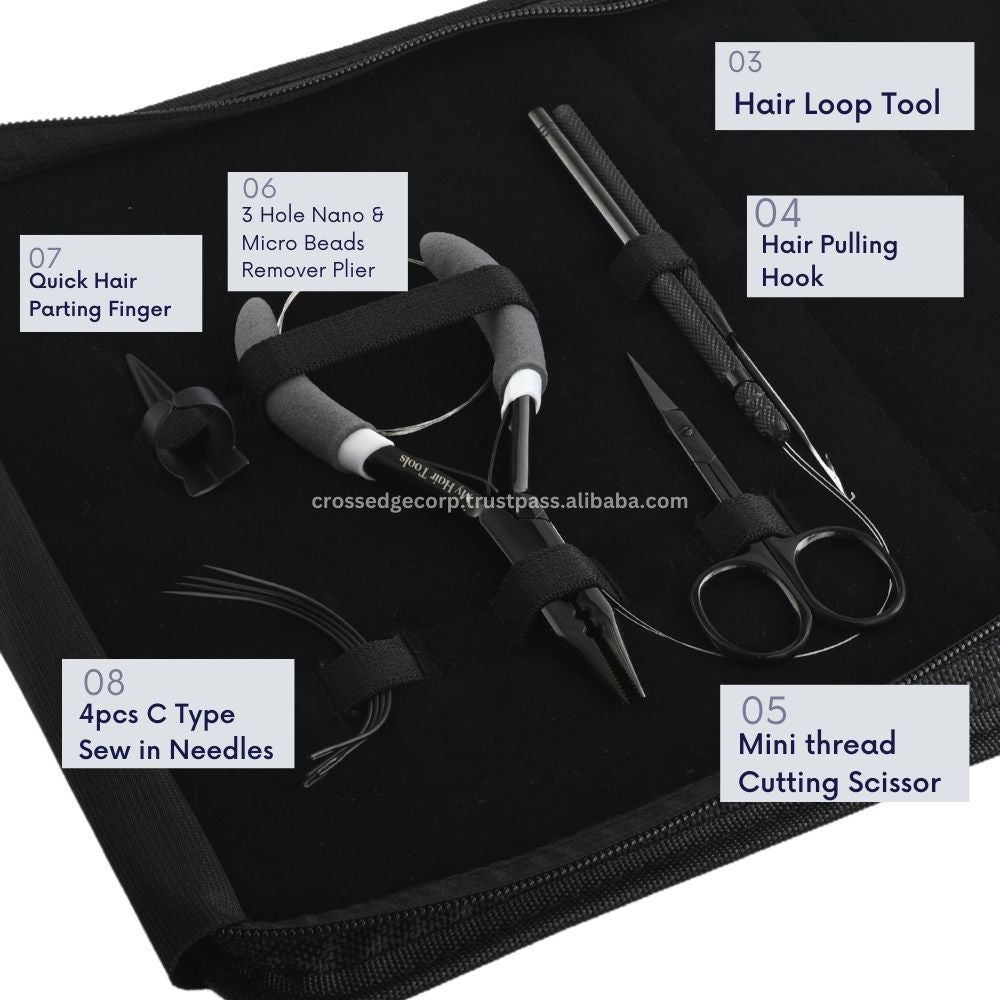 All in one Hair extension tools Plier's kit | Tape in Plier | 3 Hole Micro Beads & Nano Rings Plier