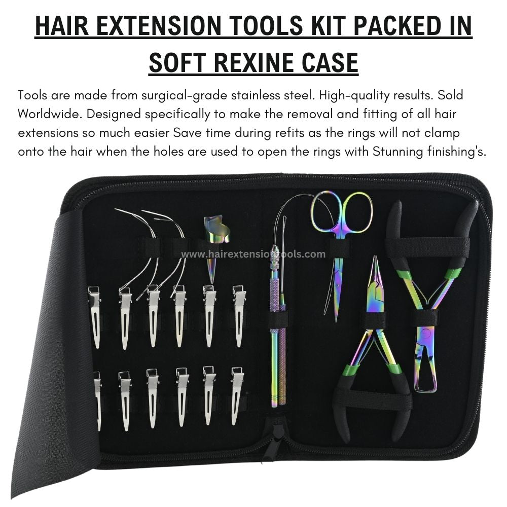 Hair extension tools including |Micro Beads Remover Pliers|12pcs Hair Styling clips