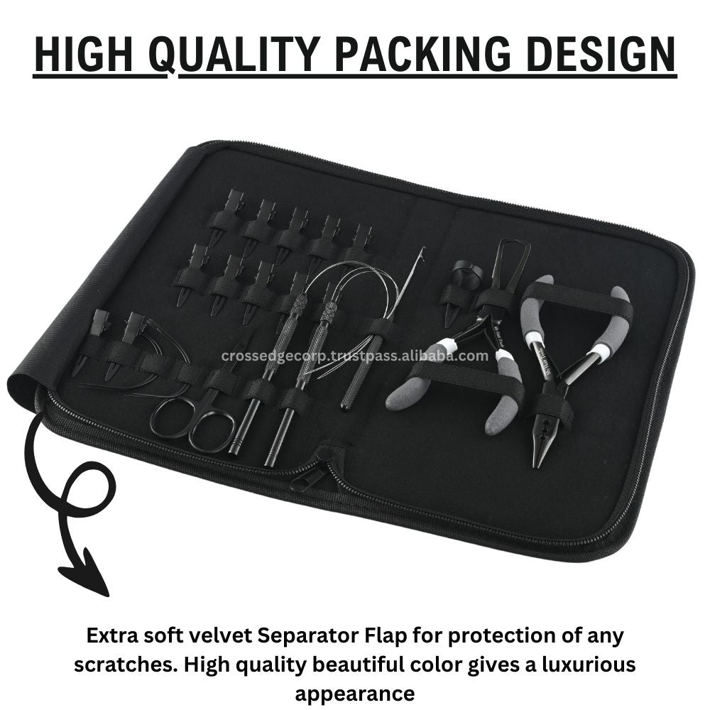 Black Hair extension tools including 2 Loop & Crochet Hook Tools Multipurpose Thread cutting Scissor