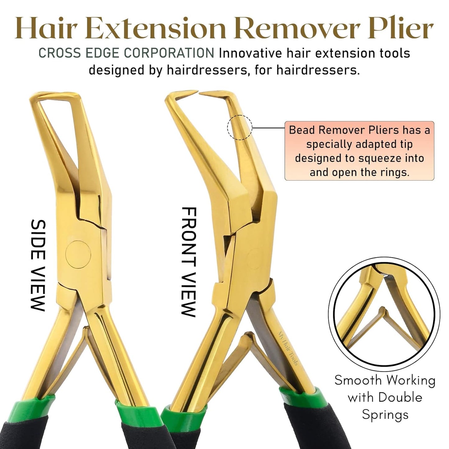 Gold Hair Extensions Remover Pliers set, Micro Beads Hair Pulling Hook & Microbead Loop Tool