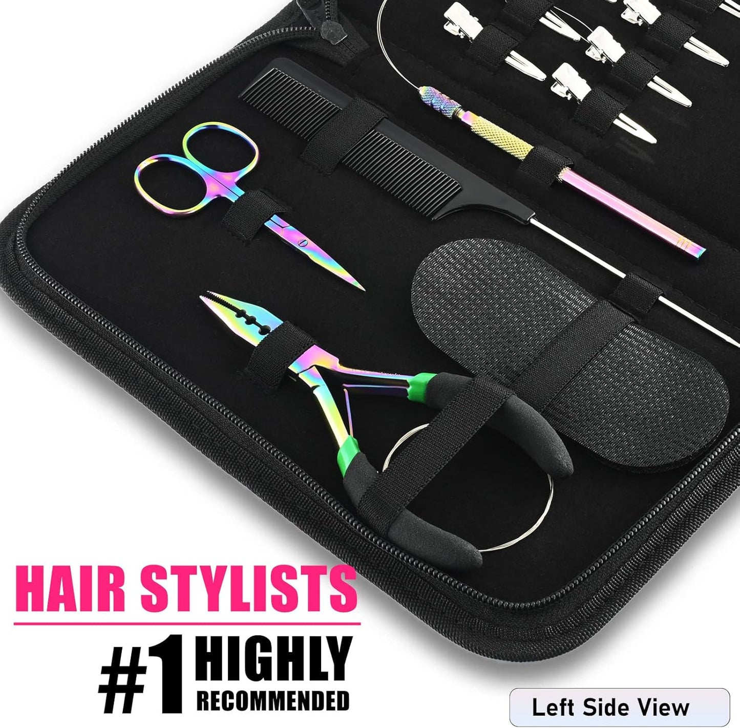 Pro Rainbow Hair Extension Tools Kit includes Nano Micro Beads Remover & Closer Plier, Mini Scissor