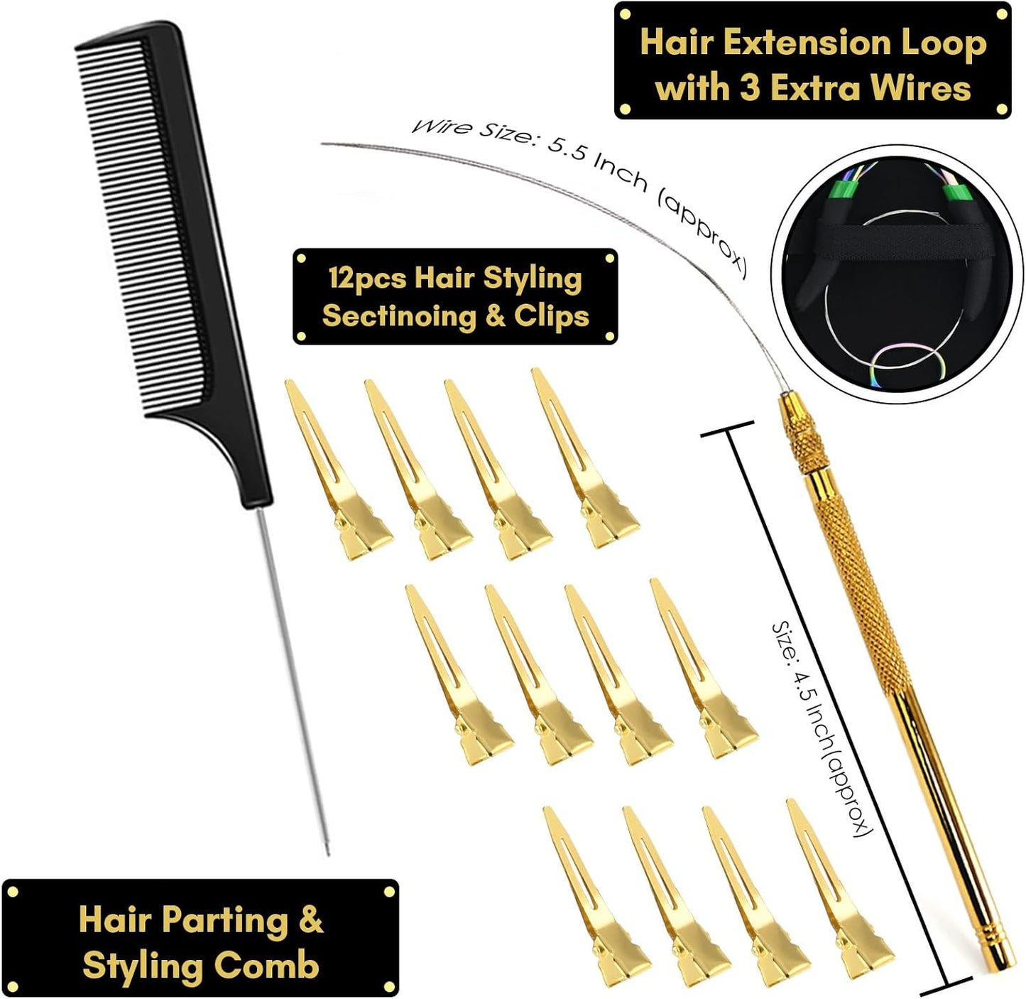 Hair Extension Tools Kit Micro Link Extension Loop Tool Nano Micro Beads Remover & Closer Plier