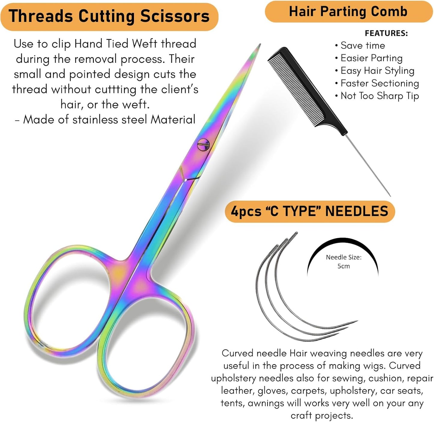 Pro Rainbow Hair Extension Tools Kit includes Nano Micro Beads Remover & Closer Plier, Mini Scissor