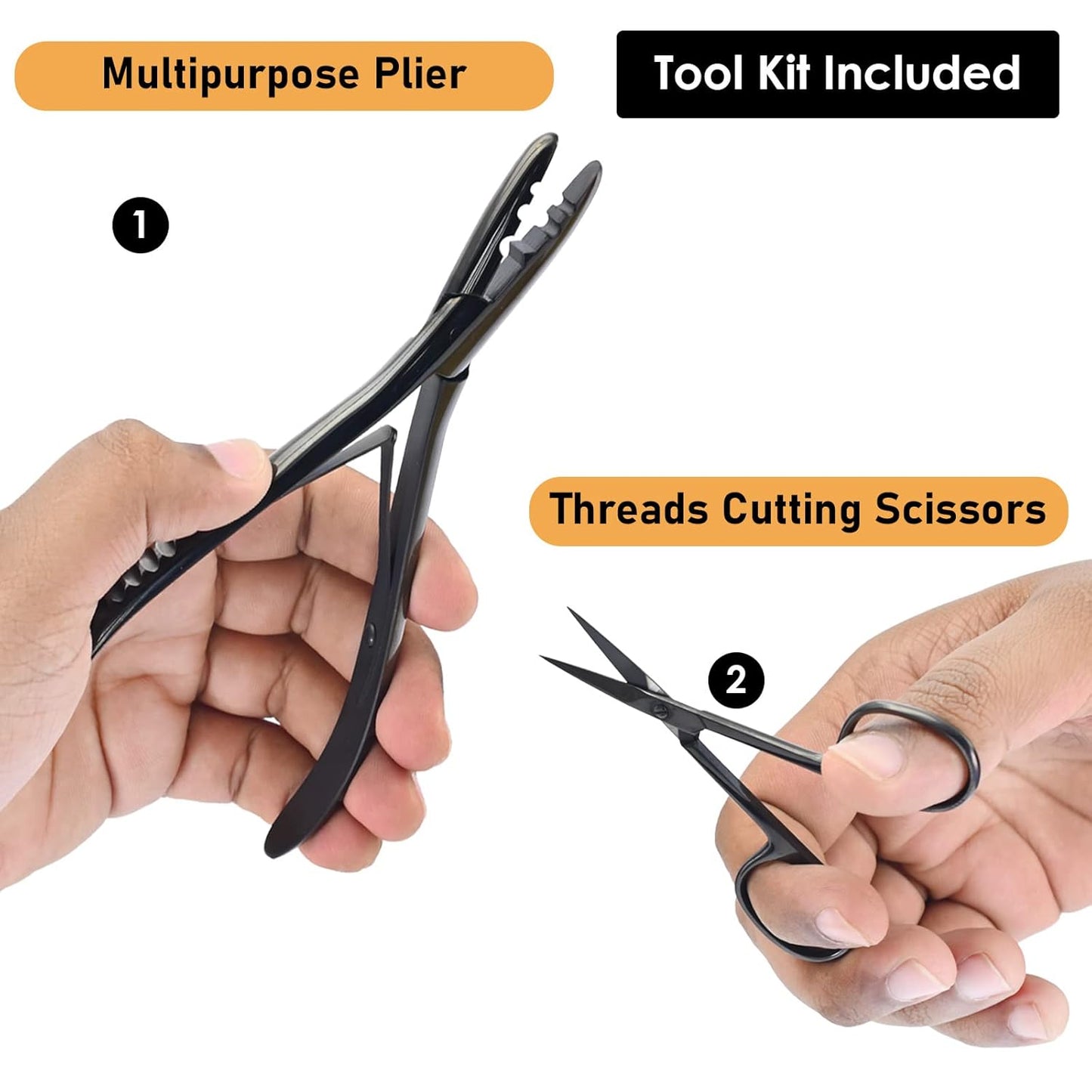 Hair Extension Tools Kit Includes 2 Hole Micro Beads Microlink Crimping Plier Mini Multipurpose Scissor