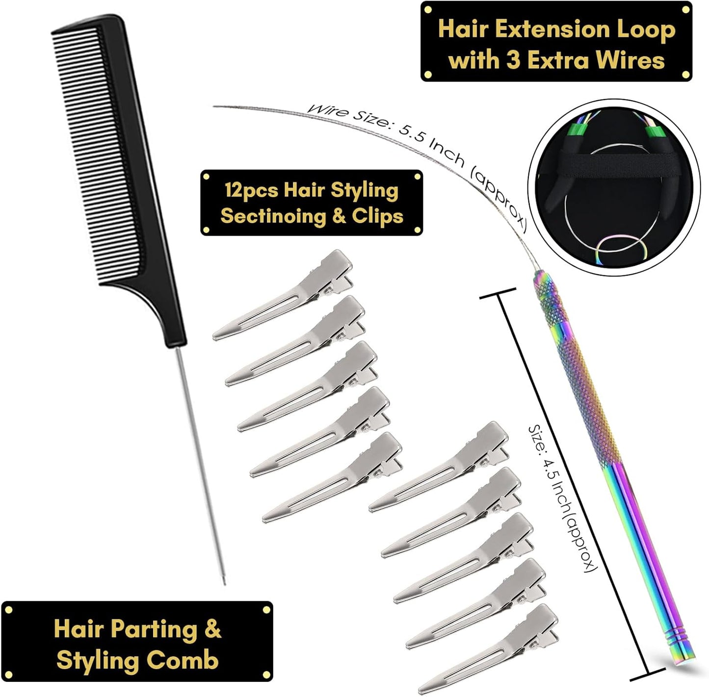 Pro Rainbow Hair Extension Tools Kit includes Nano Micro Beads Remover & Closer Plier, Mini Scissor